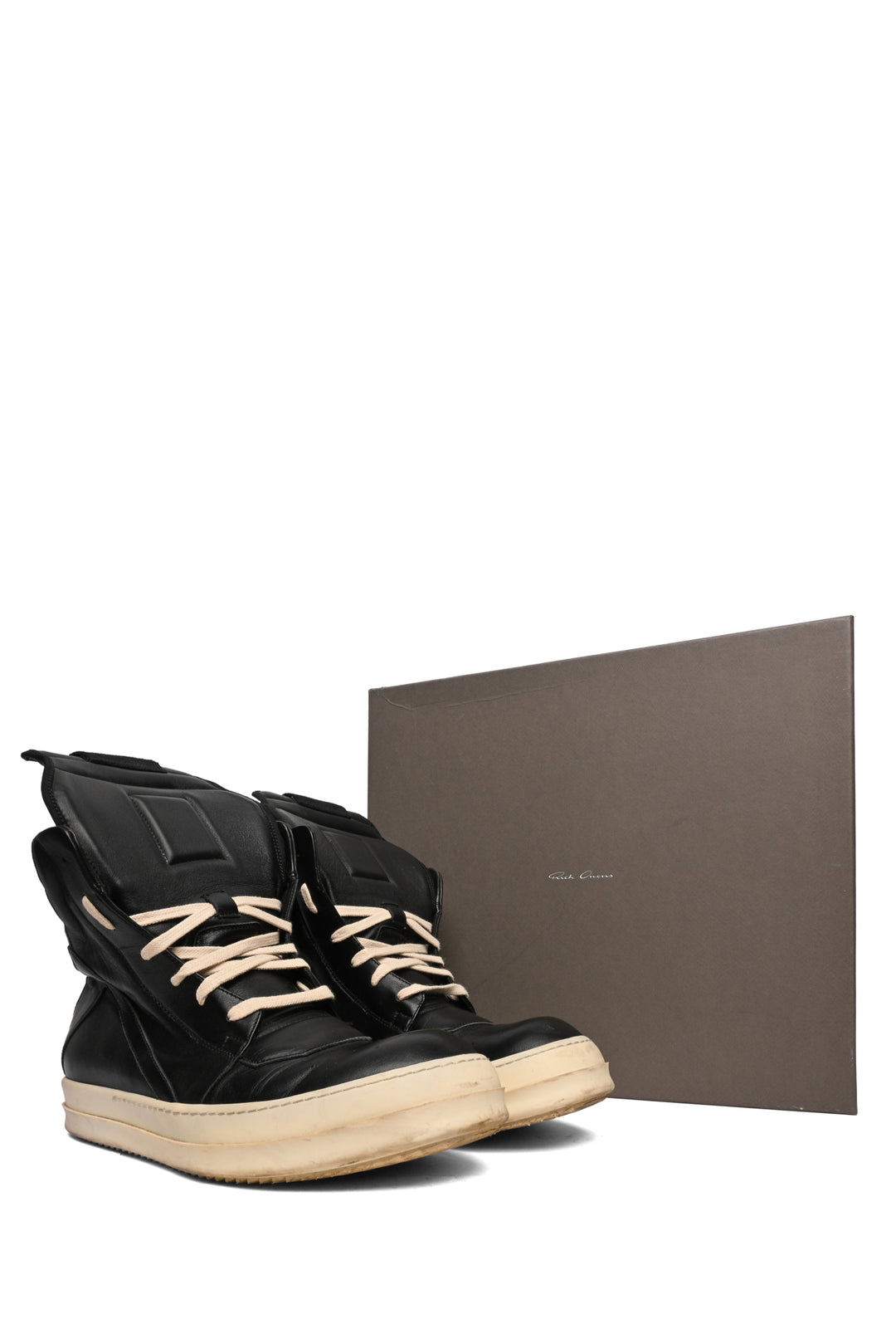 Mens Shoe Size 41 Rick Owens Men's Geobasket High Top Leather Sneakers