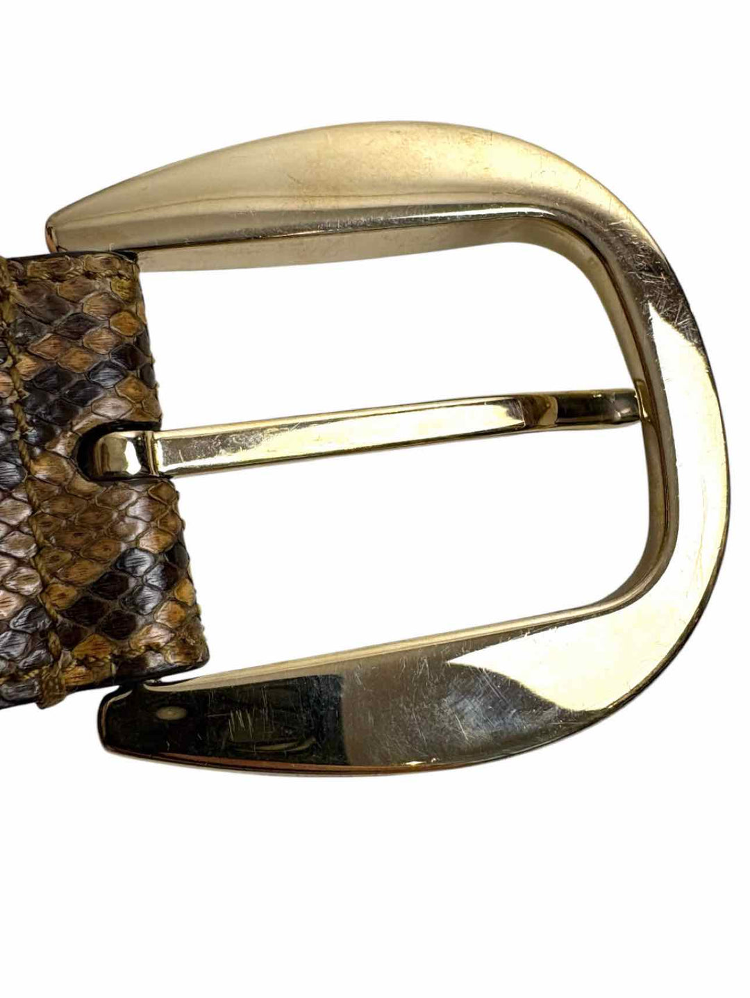 Gucci Size 34 Snakeskin Leather Logo Buckle Belt