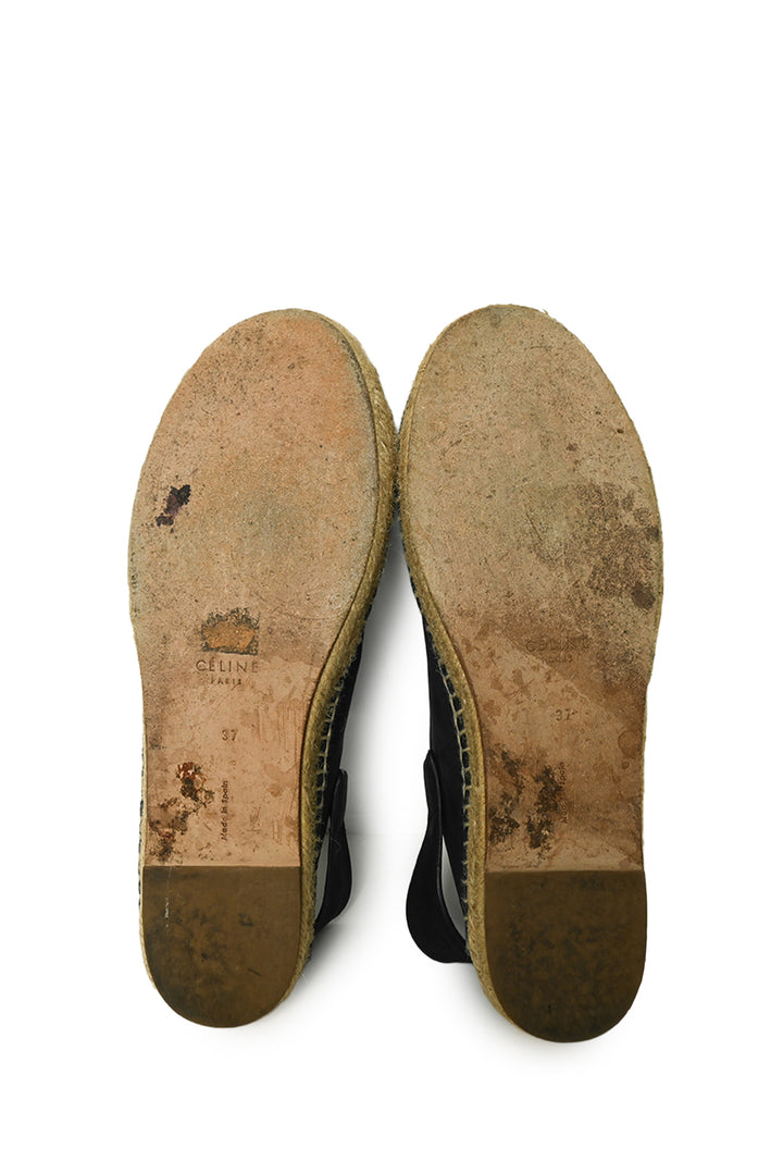 Celine Size 37 Leather Slingback Espadrille Mules