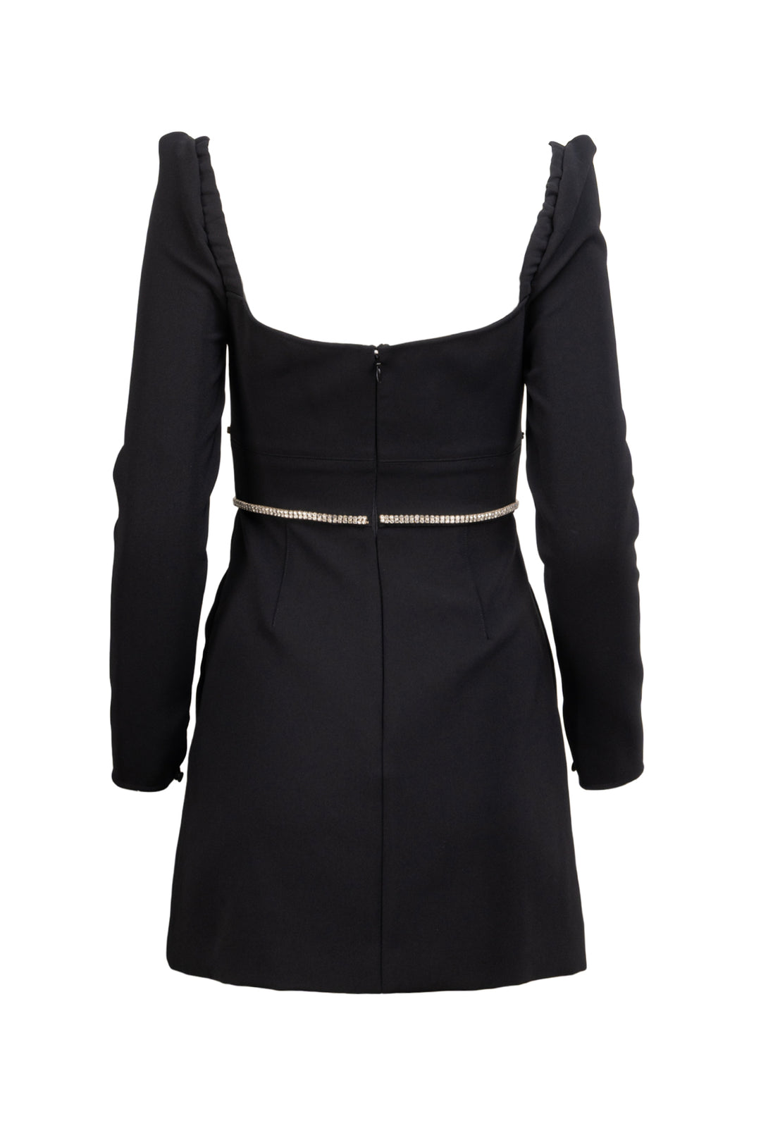 self portrait black crepe diamante detail mini dress self-portrait - Black Taffeta Embellished Mini Dress