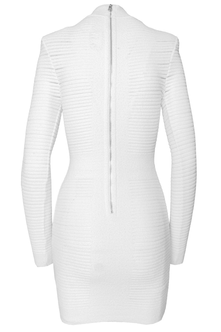 Balmain Size 34 Medical Stripe High Neck Dress