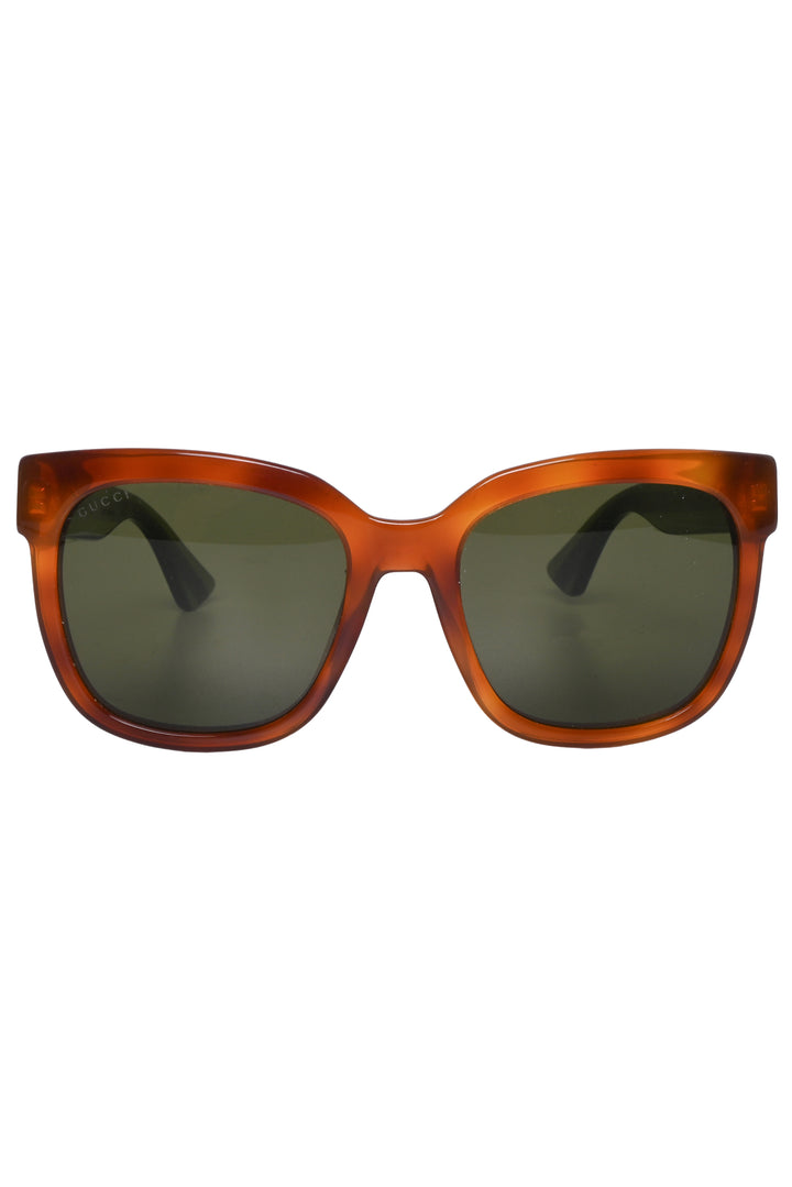 Gucci Tortoiseshell & Glitter Web Oversized Sunglasses
