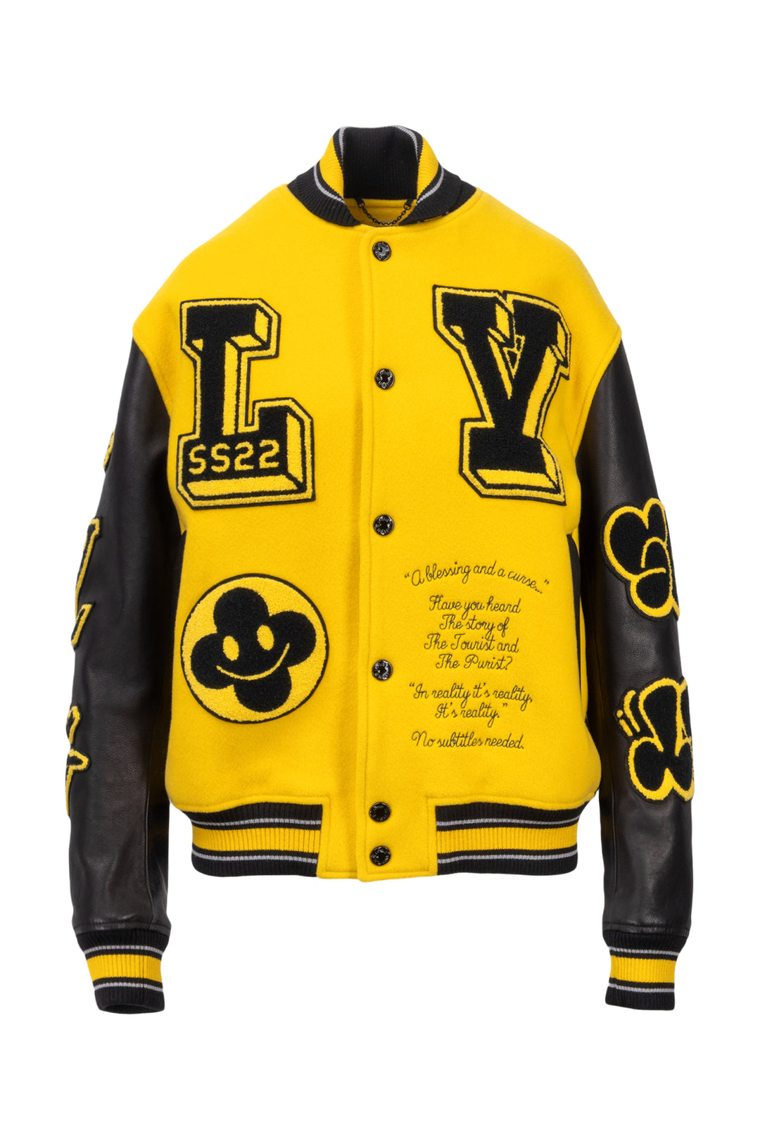 Louis Vuitton Size 38 Men's 2022 Virgil Abloh Leather Embroidered Varsity Jacket