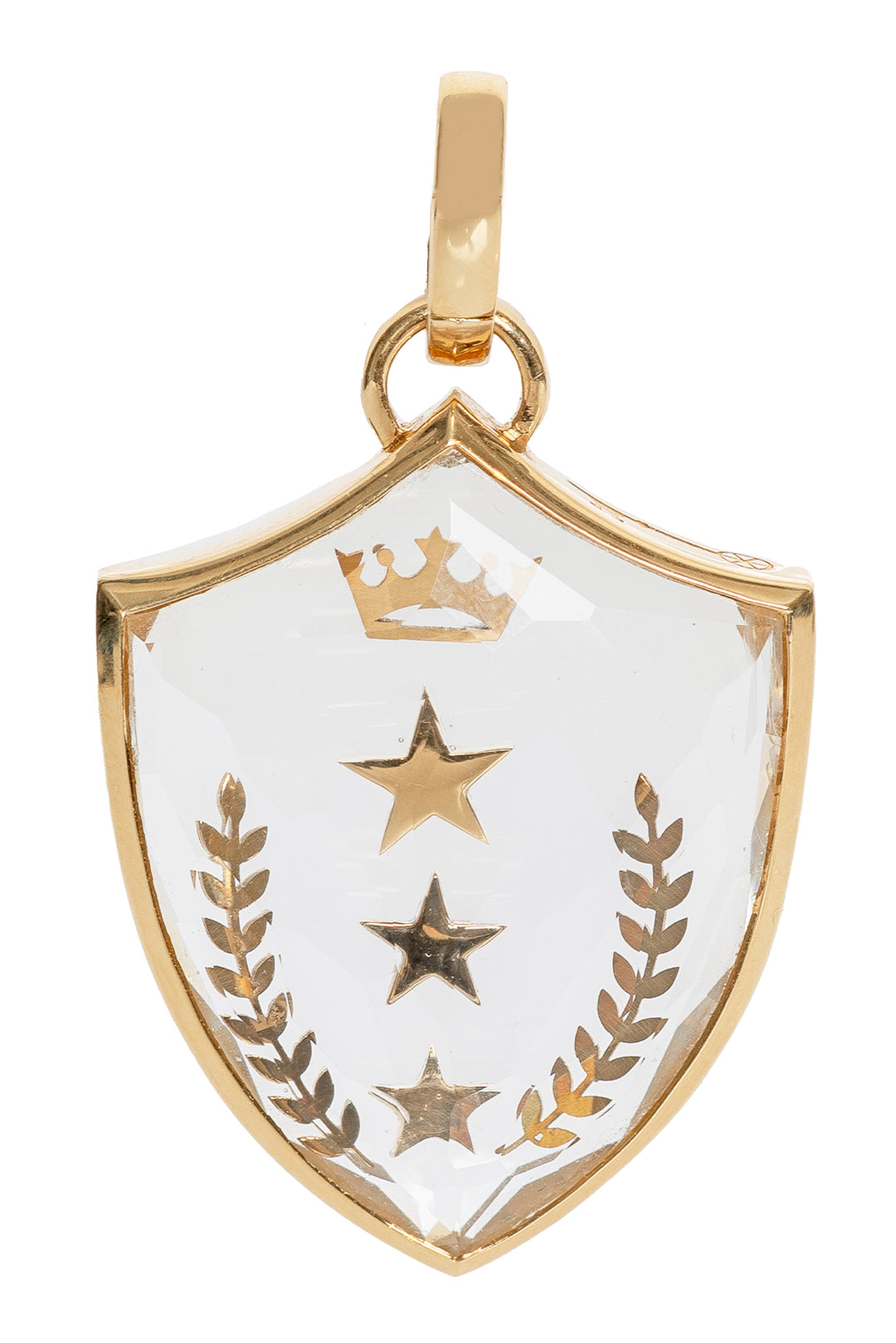 Foundrae 18K Gold & Crystal Large Sealed Gemstone Crest Pendant