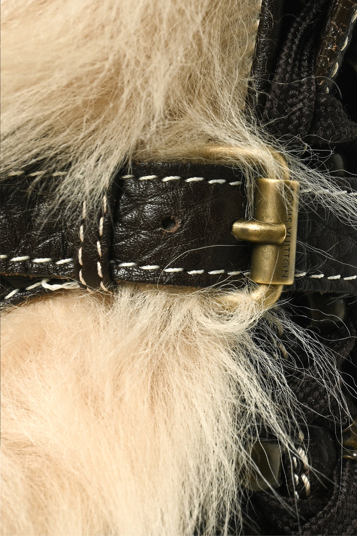 Louis Vuitton Size 39 Leather & Fur Trim Lace Up Boots