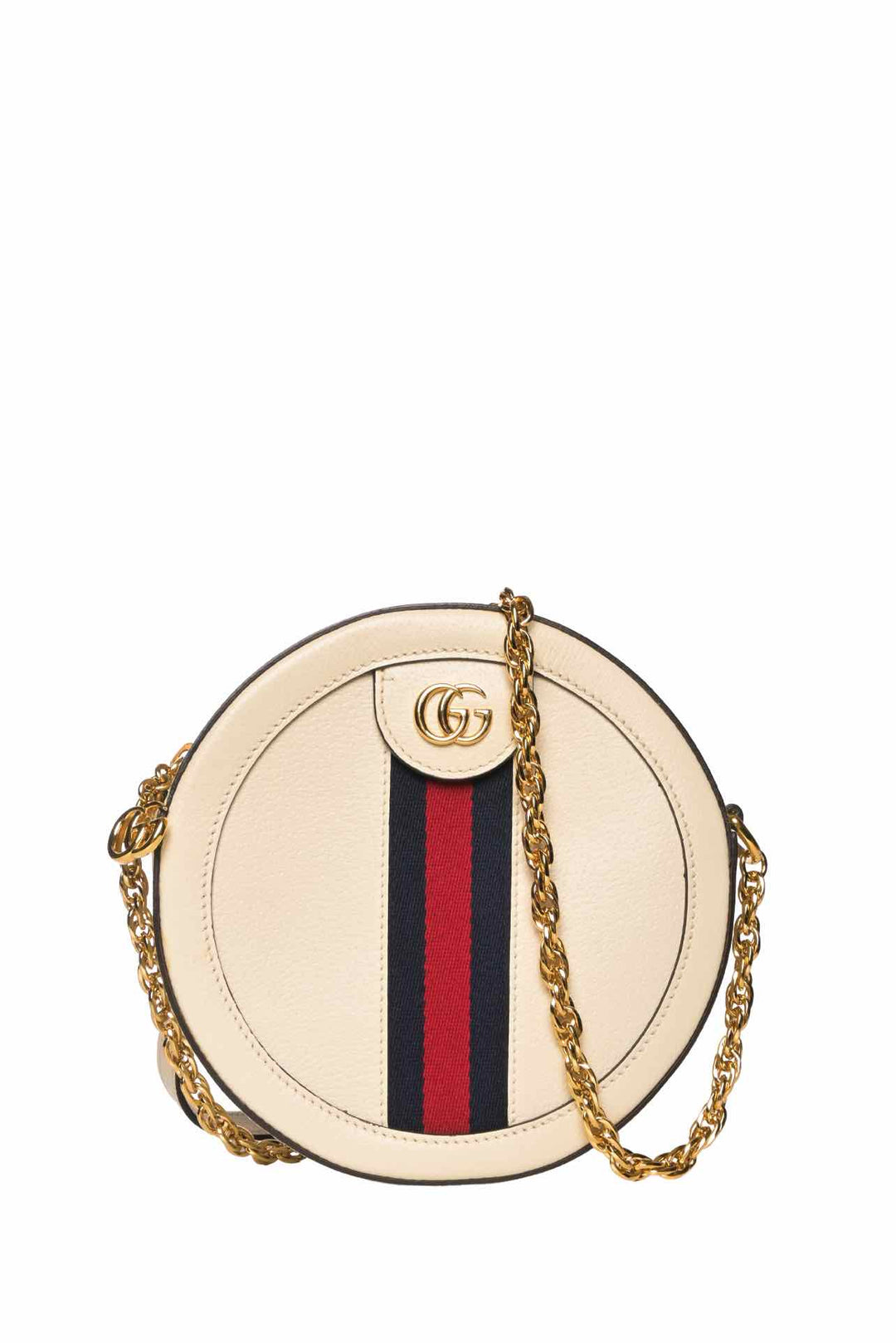 Gucci Calfskin Web Mini Round Ophidia Crossbody Bag