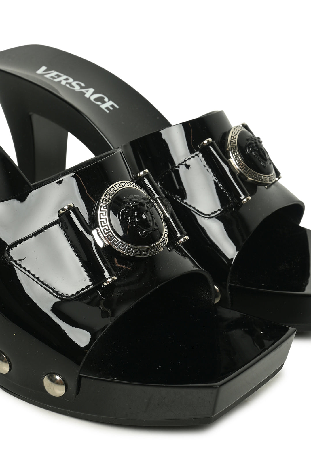 Versace Size 37 Medusa Buckle Patent Sandals