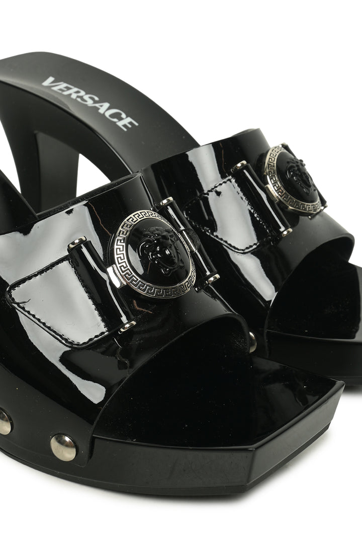 Versace Size 37 Medusa Buckle Patent Sandals
