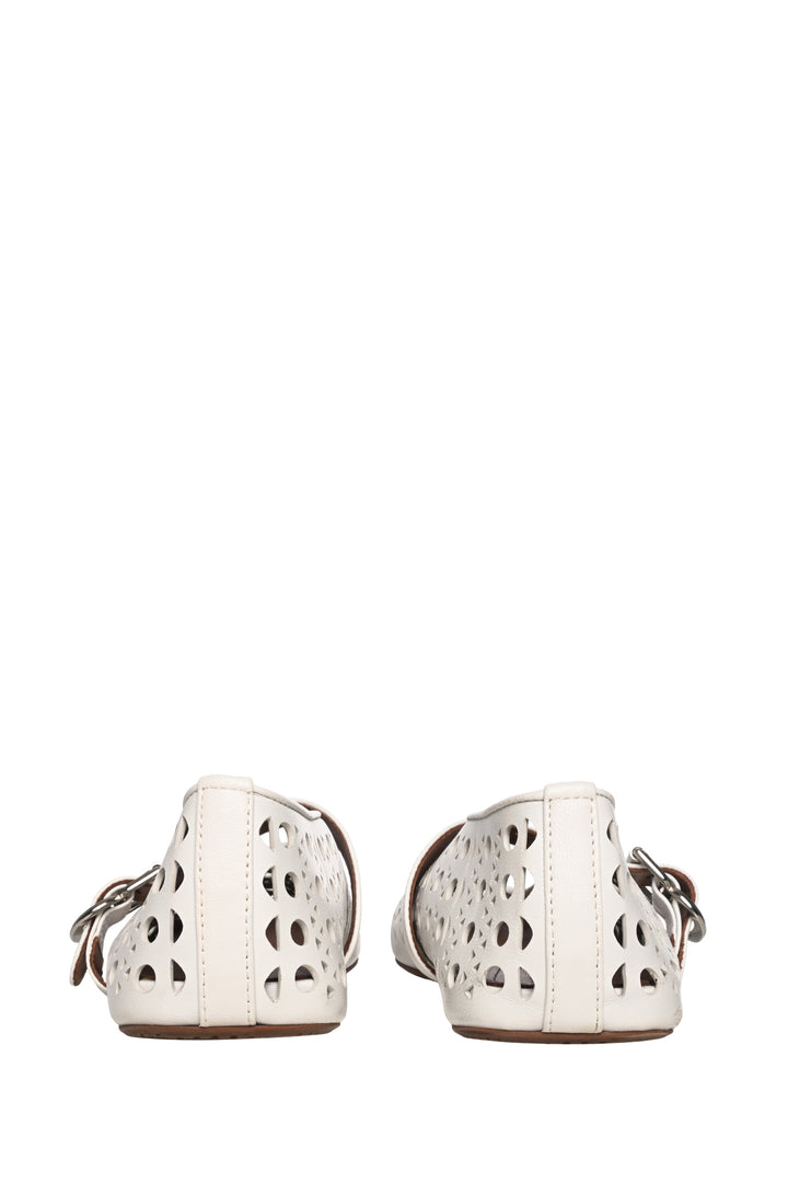 Alaia Size 37 Laser-cut Leather Ballerina Flats