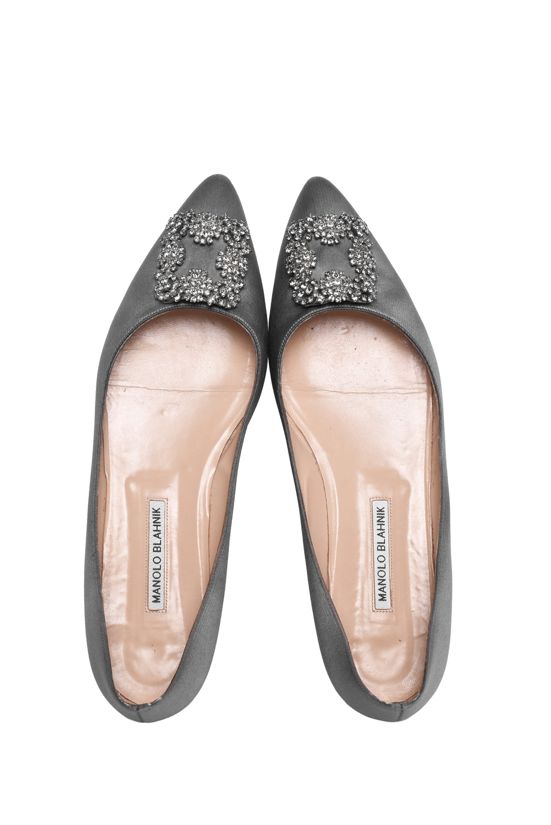 Manolo Blahnik Size 43 Satin Jewel Buckle Hangisi Flats