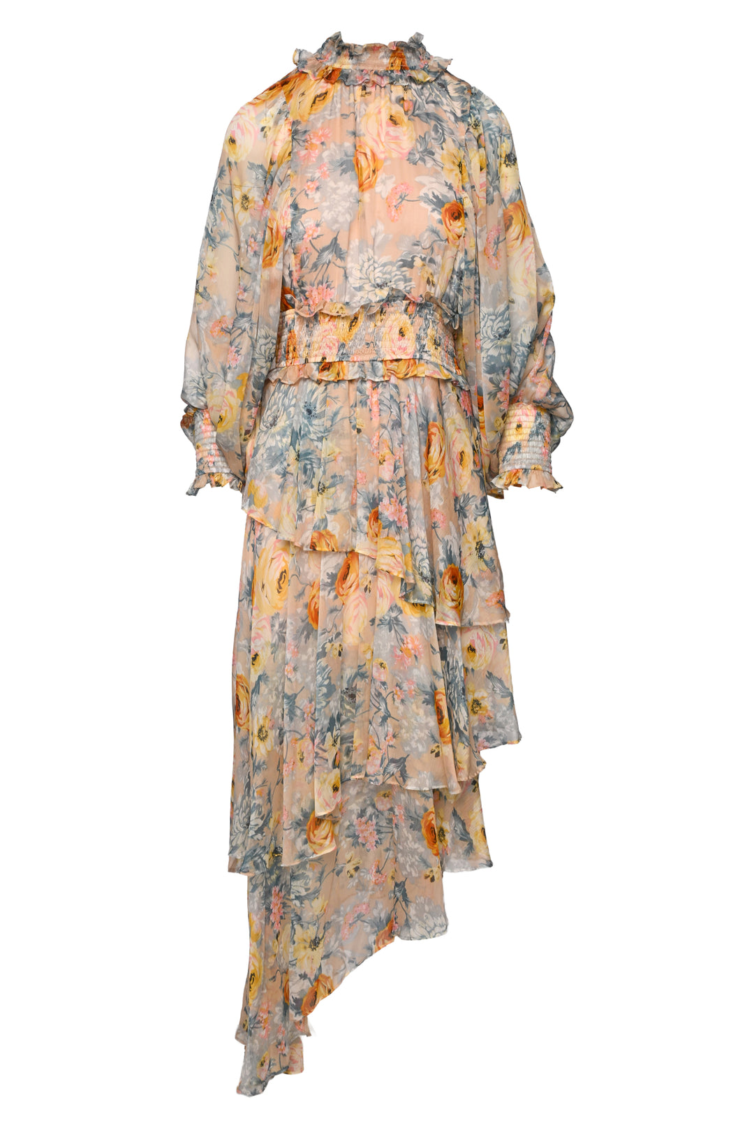 Elliatt Size L Astrid Floral Smocked Long Sleeve Dress