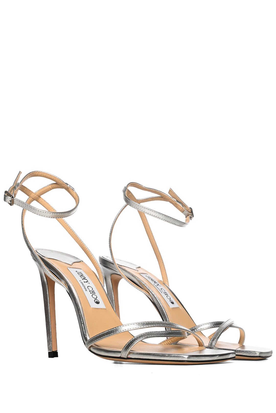 Jimmy Choo Size 39 Metz Metallic Leather Sandals
