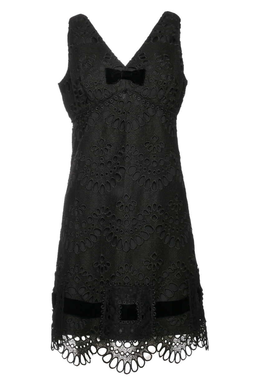 Anna Sui Size 6 Sleeveless Velvet Bow Dress