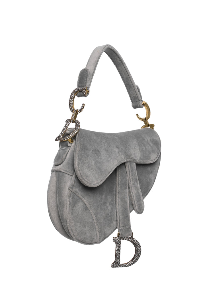 Dior 2019 Velvet Crystal Mini Saddle Bag