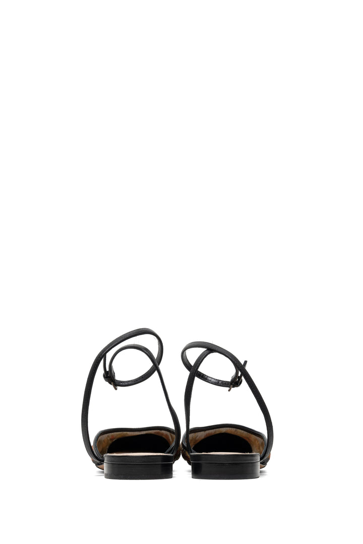 Dior Size 36 Floral Embroidered Mesh & Leather Ankle Strap Flats
