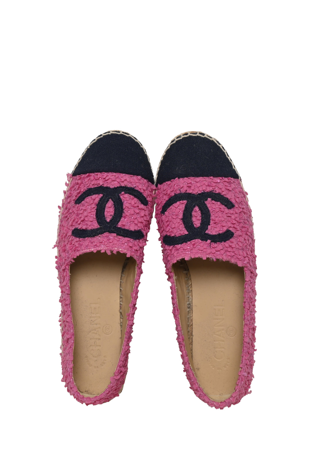 Chanel Size 38 Interlocking CC Tweed Espadrilles