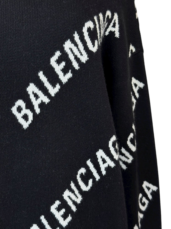 Balenciaga Size XS Men's 2019 Allover Logo Crewneck Sweater