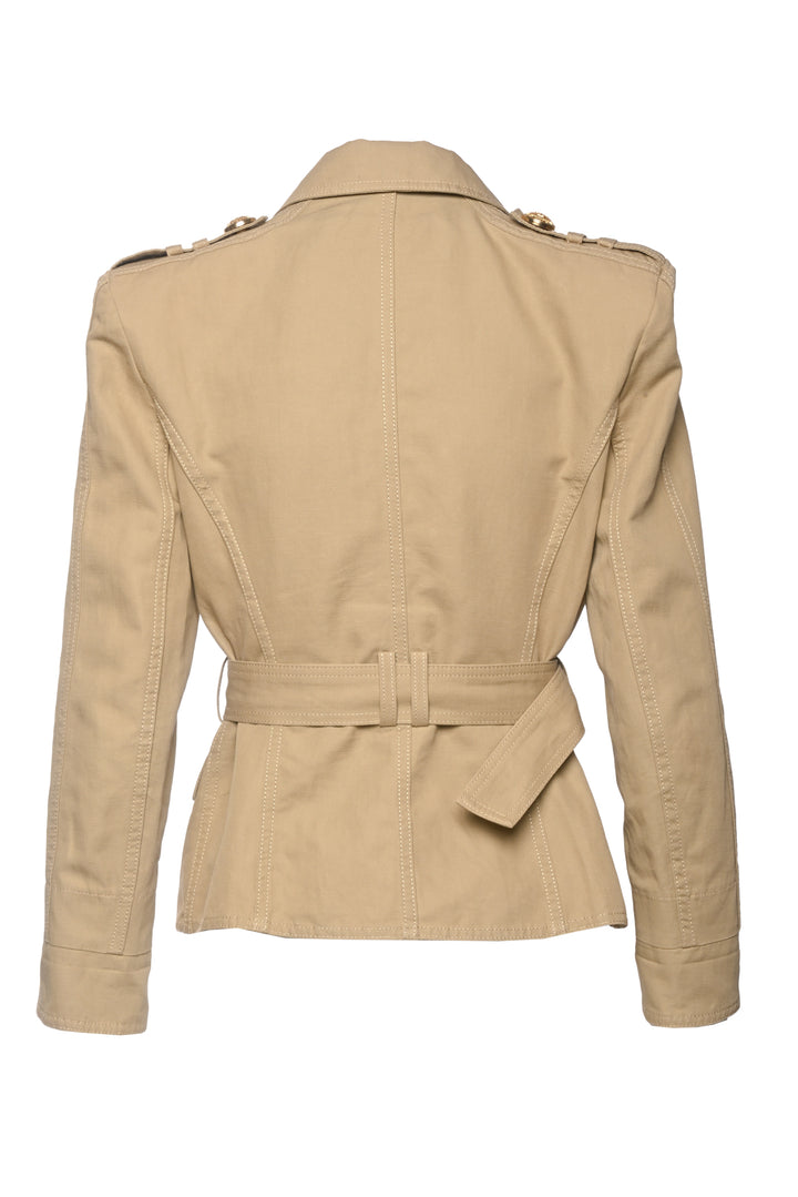 Balmain Size 10 Double Breasted Safari Belted Jacket