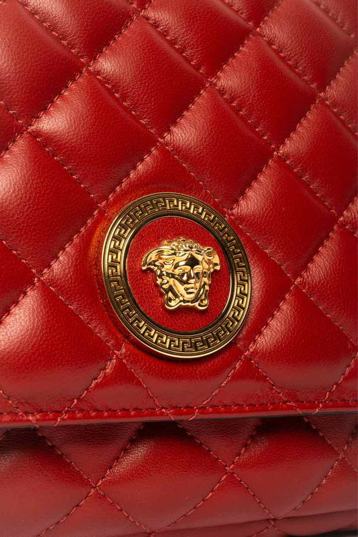 Versace Red Quilted Leather Shoulder Bag