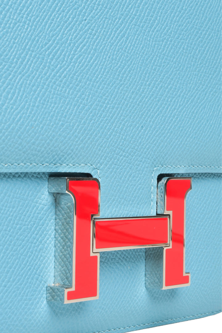 Hermes 2019 2019 Bleu De Nord & Rouge De Coeur Epsom Mini Constance 18 Crossbody