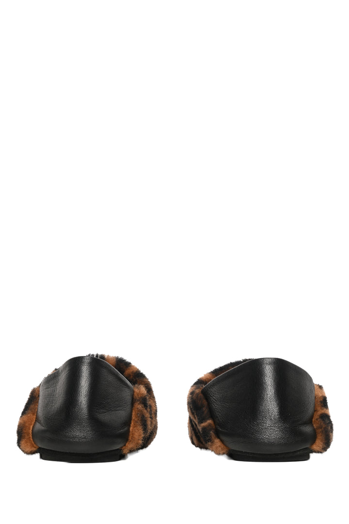 Fendi Size 37 Zucca FF Shearling Slippers