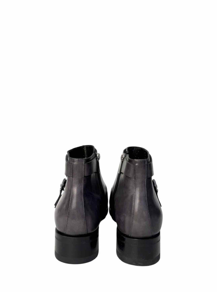 Santoni Size 10 Men's Burnished Leather Monk Strap Ankle Boots