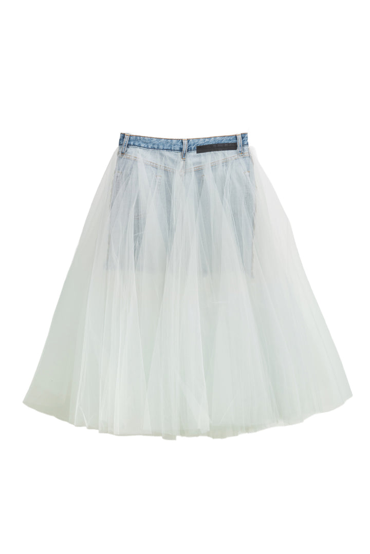 Unravel Project Size 36 Tulle Overlay Denim Skirt