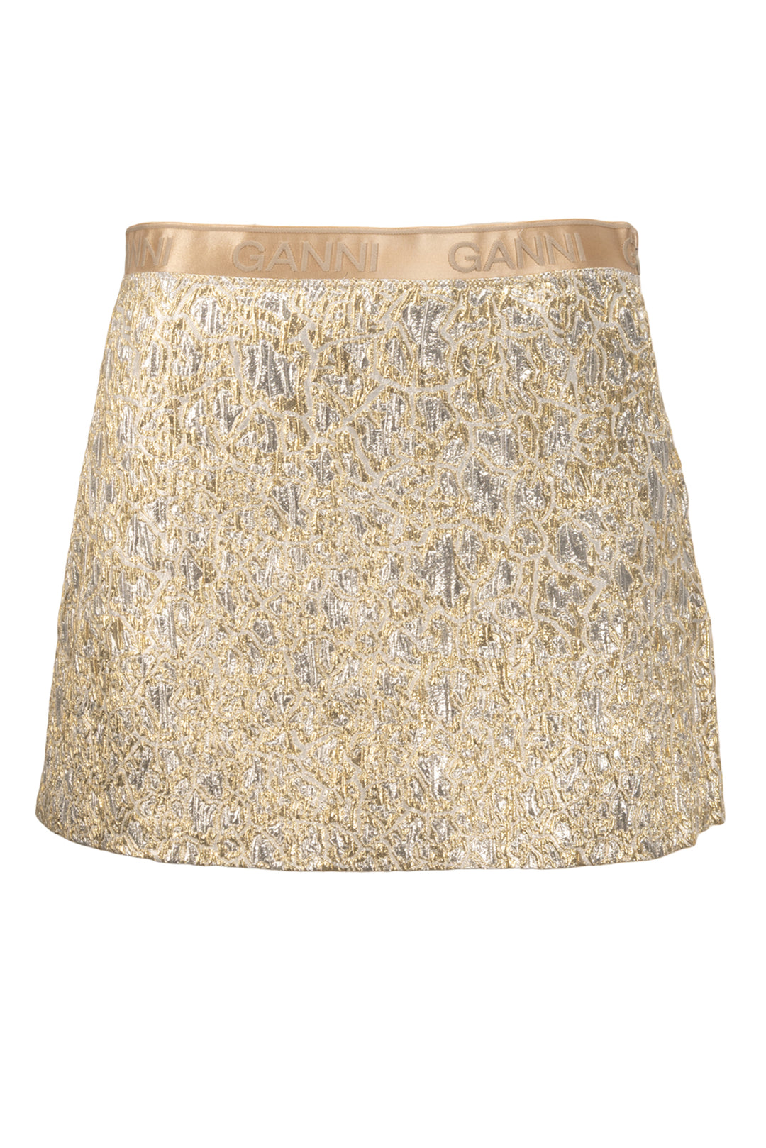Ganni Size 38 Puff Sleeve Brocade Top & Brocade Mini Skirt Set