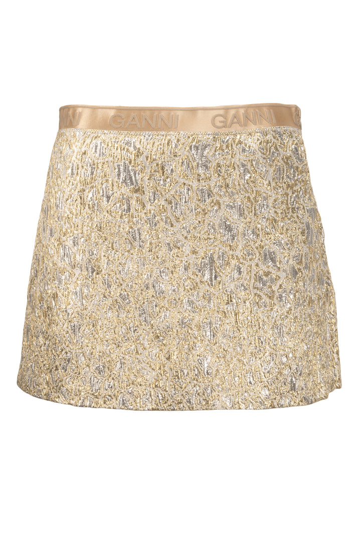 Ganni Size 38 Puff Sleeve Brocade Top & Brocade Mini Skirt Set