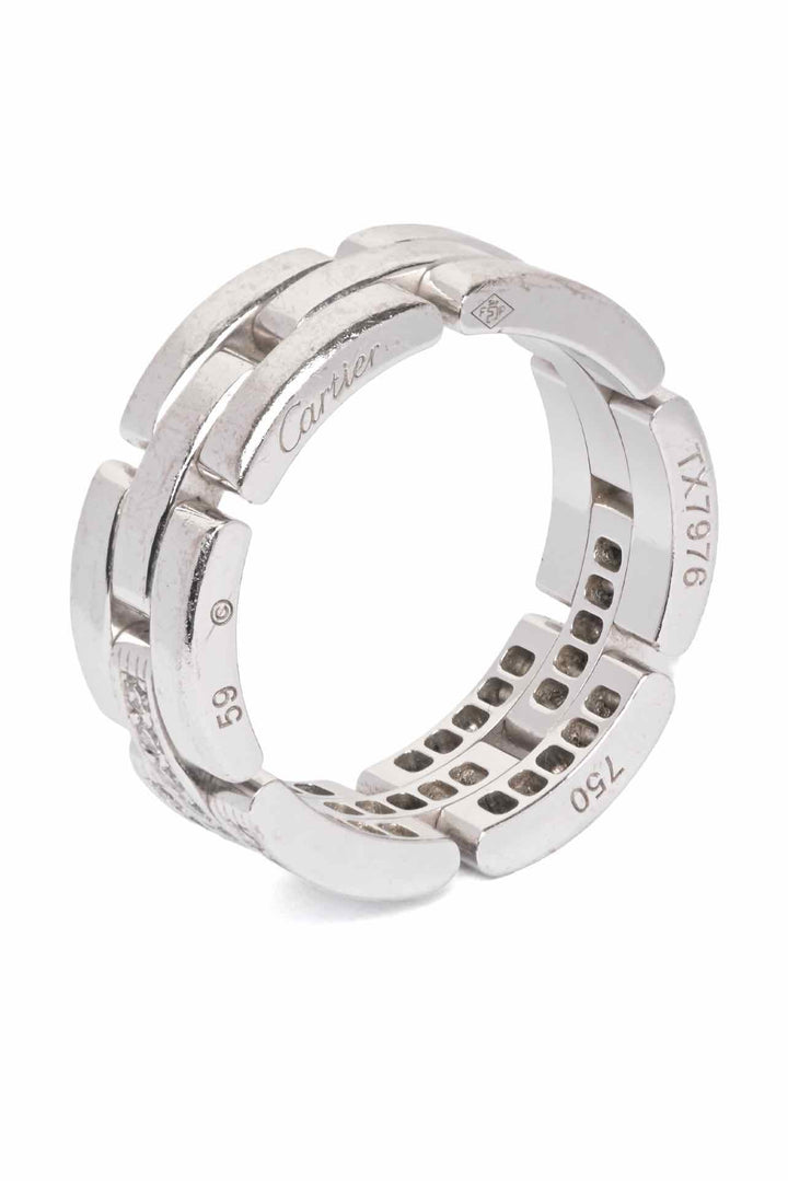 Cartier Size 8.5 2013 18k White Gold Triple Row Diamond Maillon PanthÃ¨re Ring