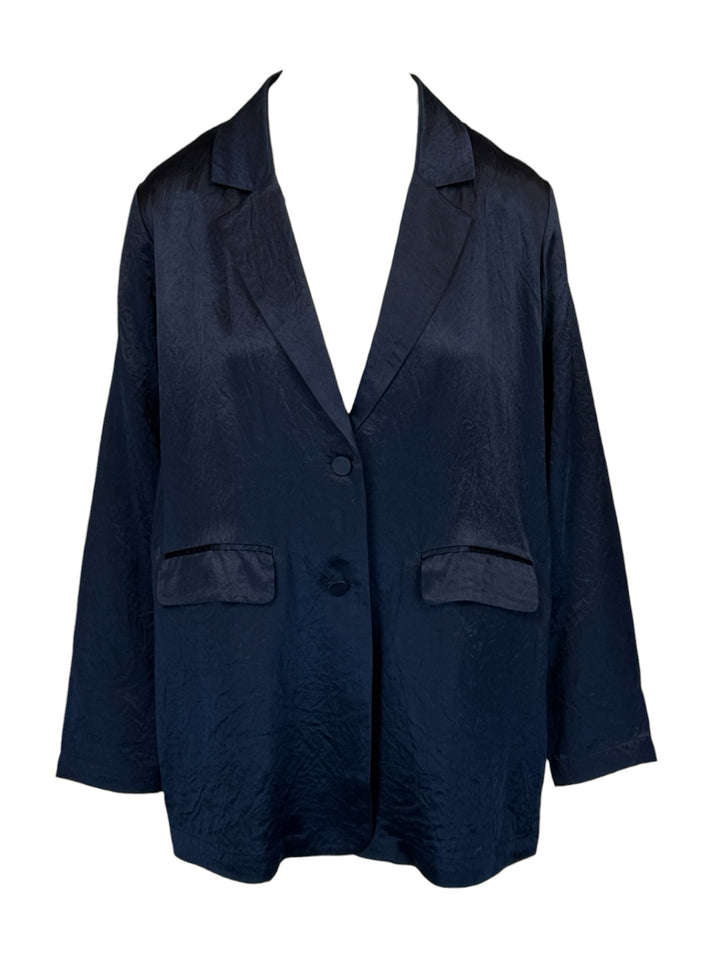 Eileen Fisher Size S Textured Satin Long Blazer