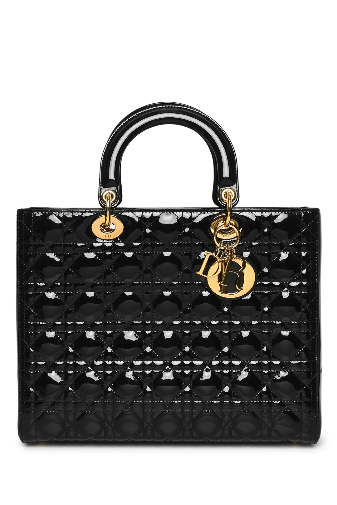 Dior 2012 Cannage Patent Leather Large Lady Dior Tote