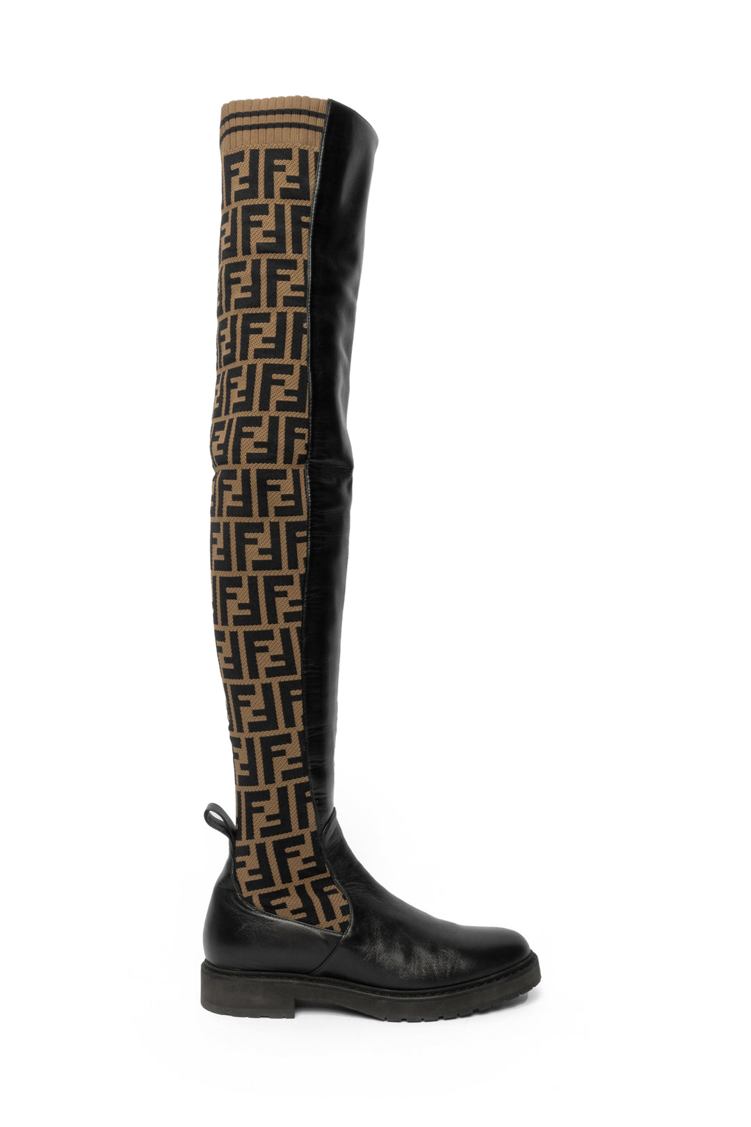 Fendi Size 38 Zucca FF Rockoko Thigh High Boots