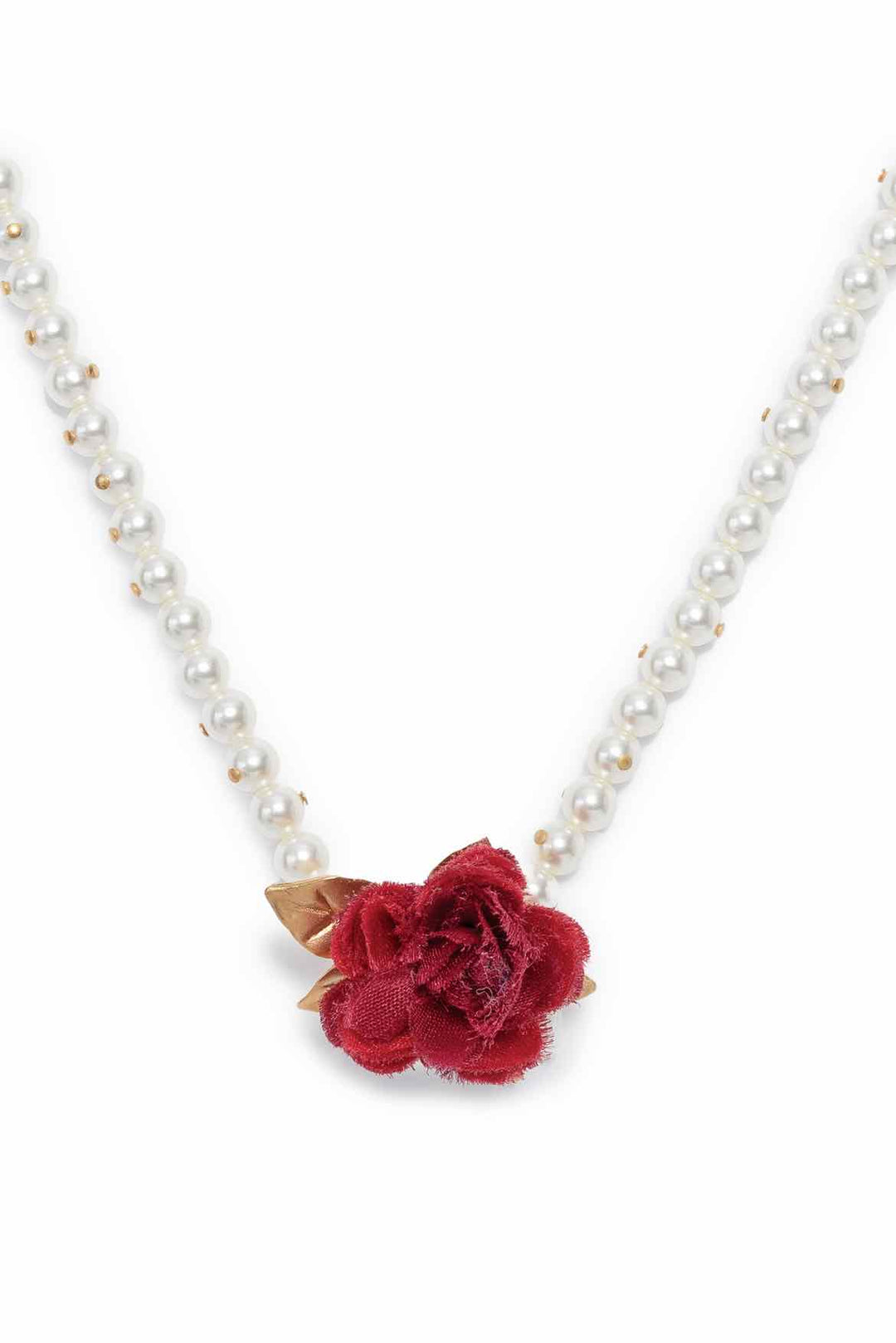 Dior Faux Pearl Beaded Rose Necklace
