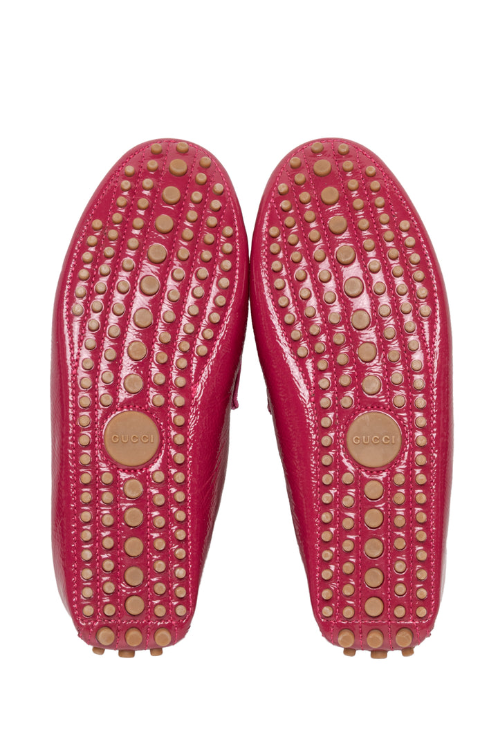 Gucci Size 37.5 Glossy Horsebit Driving Loafers