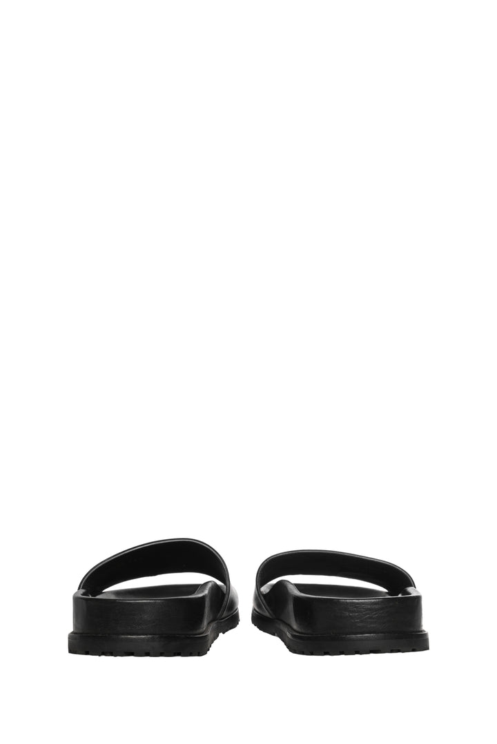 Saint Laurent Size 36.5 Embroidered Logo Leather Slides