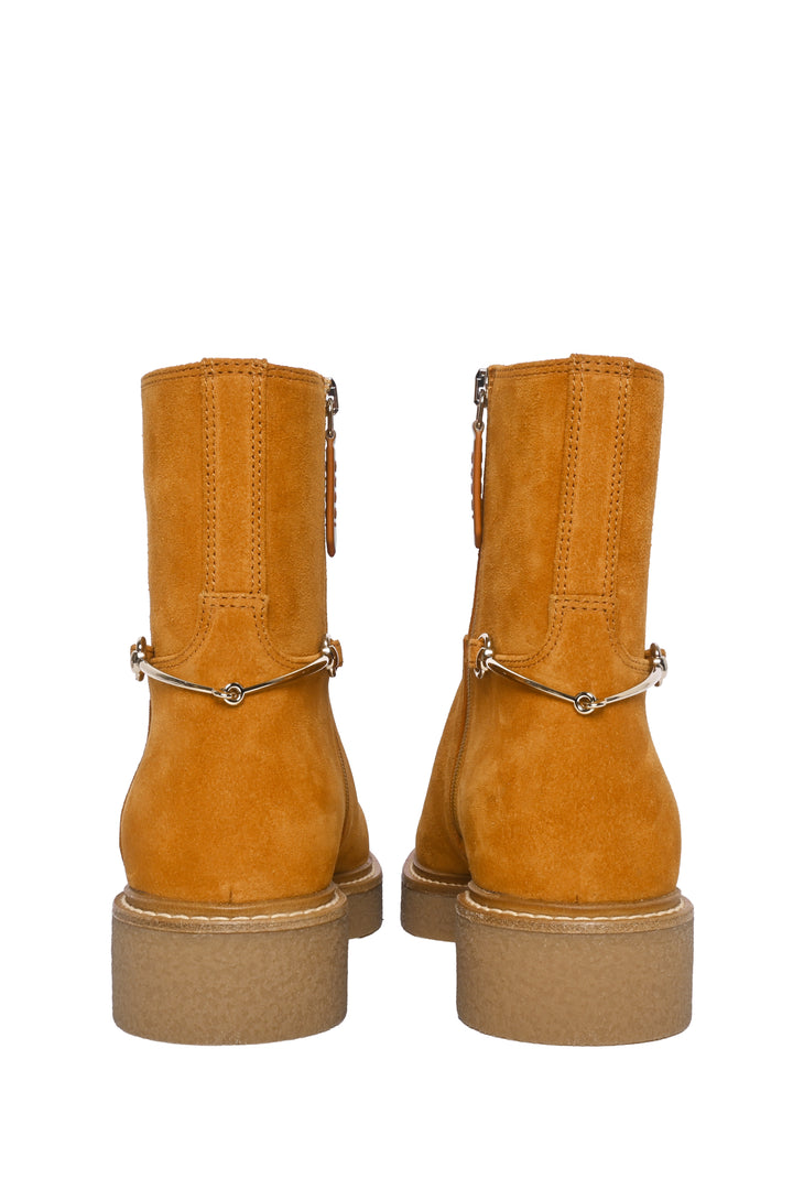Gucci Size 36.5 Slim Horsebit Suede Ankle Boots