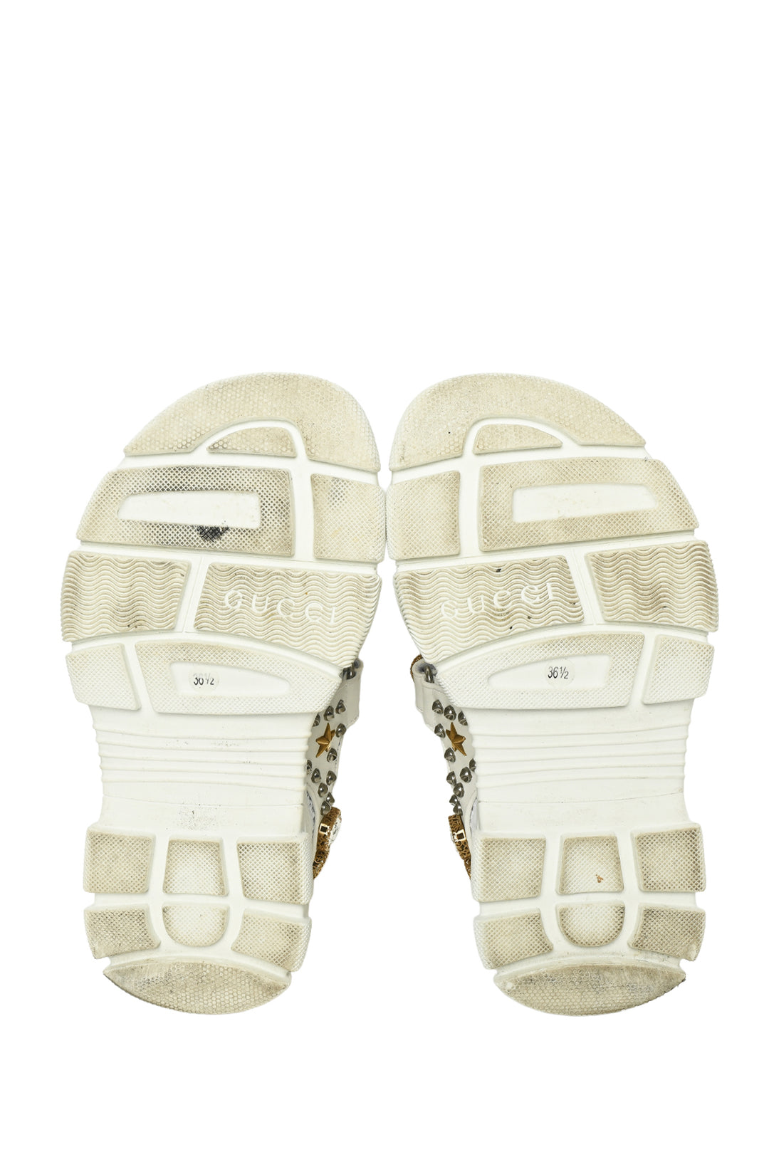 Gucci Size 36.5 Flash Trek Leather Aguru Sandals