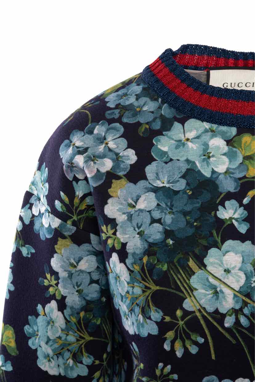 Gucci Size XS Floral Print Crew Neck Sweatshirt