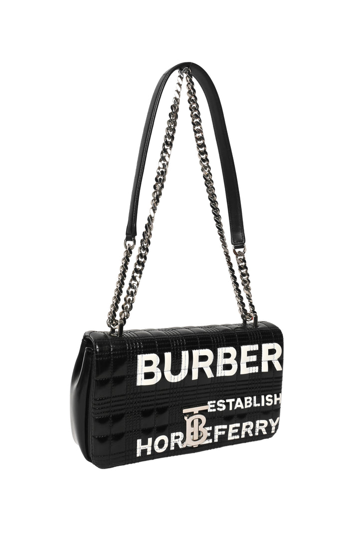 Burberry Horseferry Logo Printed Quilted Coated Canvas Small Lola Shoulder Bag