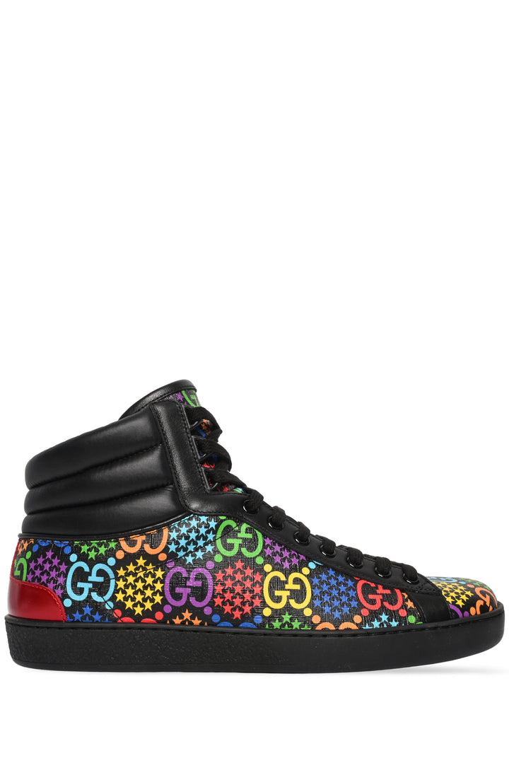 Mens Shoe Size 7 Gucci Men's Ace GG Supreme Psychedelic High Top Sneakers