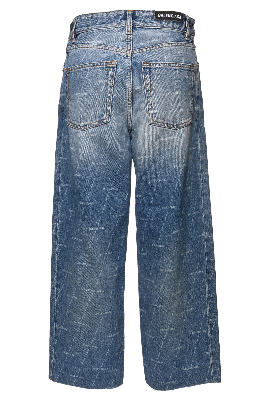 Balenciaga Size 26 2020 High Rise Wide Leg Allover Logo Jeans
