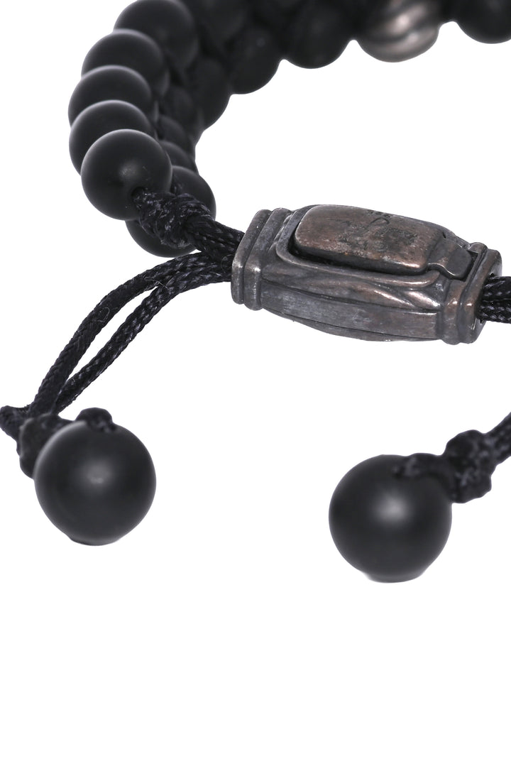 David Yurman Mens Spiritual Two-Row Onyx Bead Bracelet