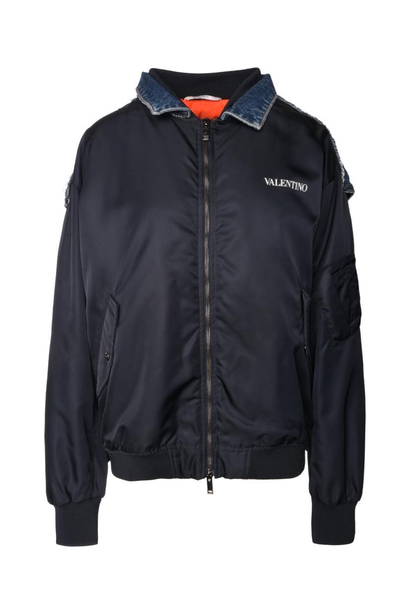 Valentino Size 48 Men's Nylon & Denim Bomber Jacket