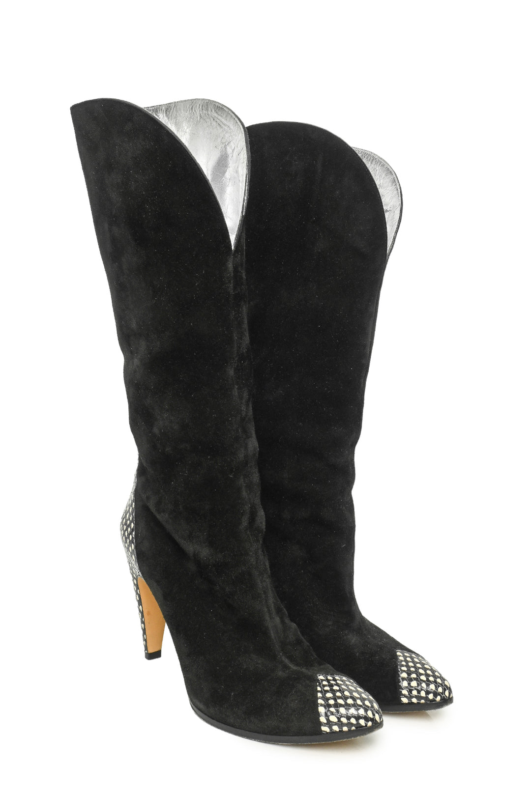 Givenchy Size 40 Snakeskin Trim Suede Boots