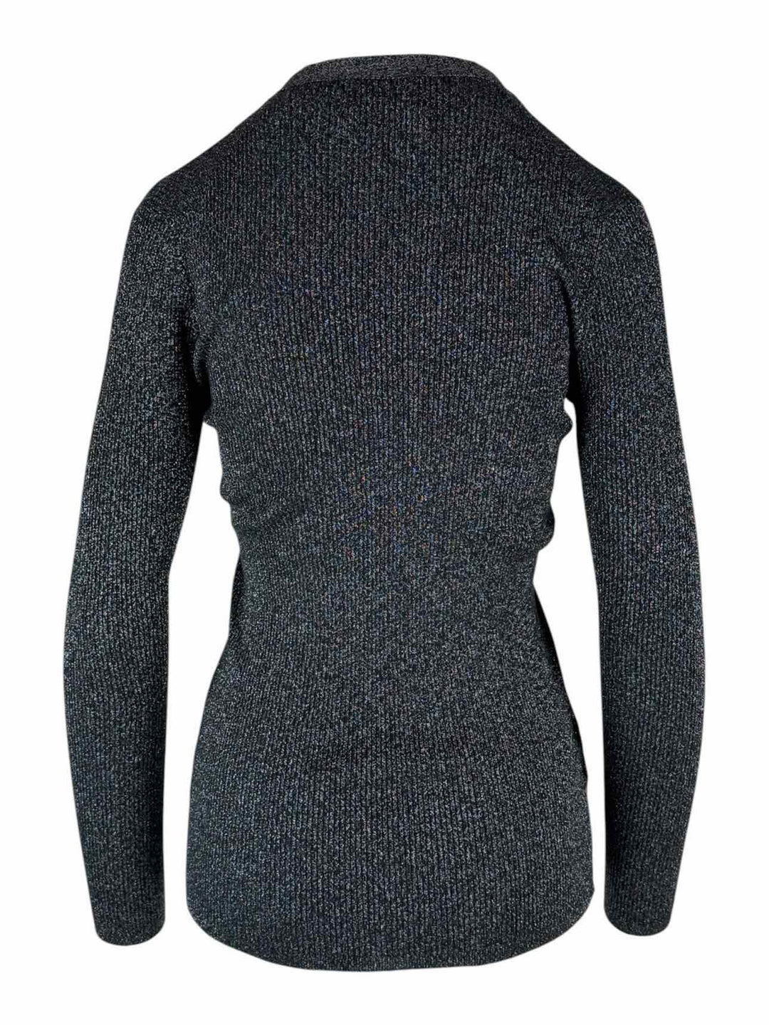 Prada Size 42 2019 Wool & Silk Ribbed Sparkle Cardigan