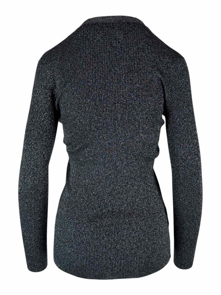 Prada Size 42 2019 Wool & Silk Ribbed Sparkle Cardigan