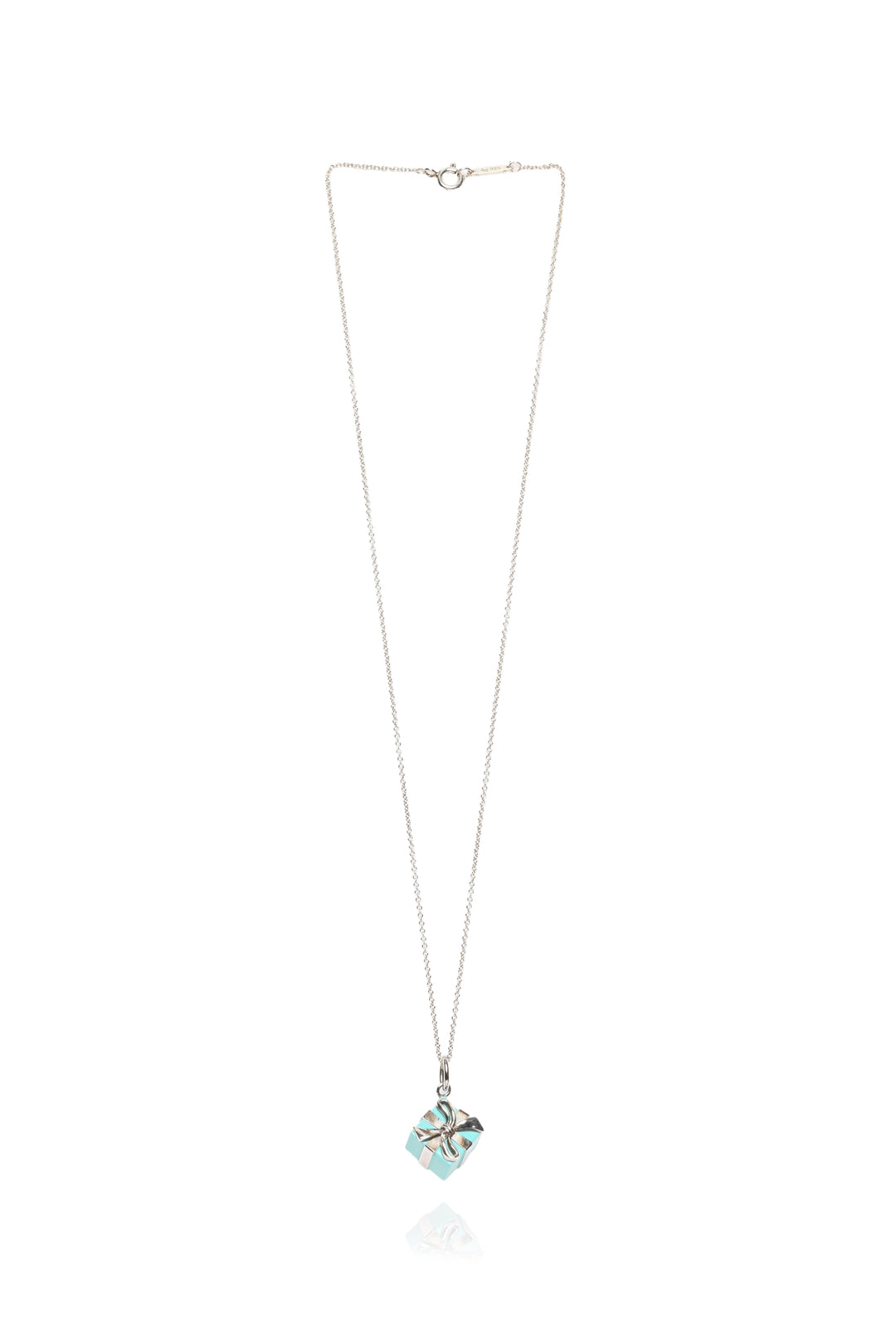 Tiffany & Co Blue Enamel Box Charm Pendant Necklace