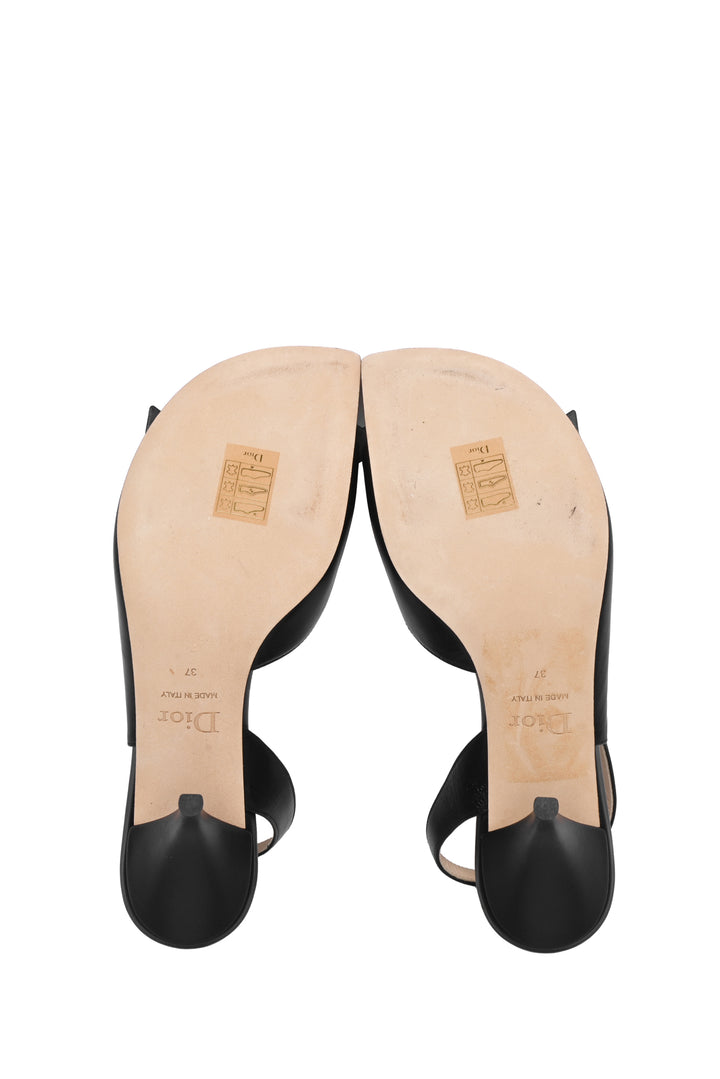 Dior Size 37 Bow Heeled Slingback Sandals
