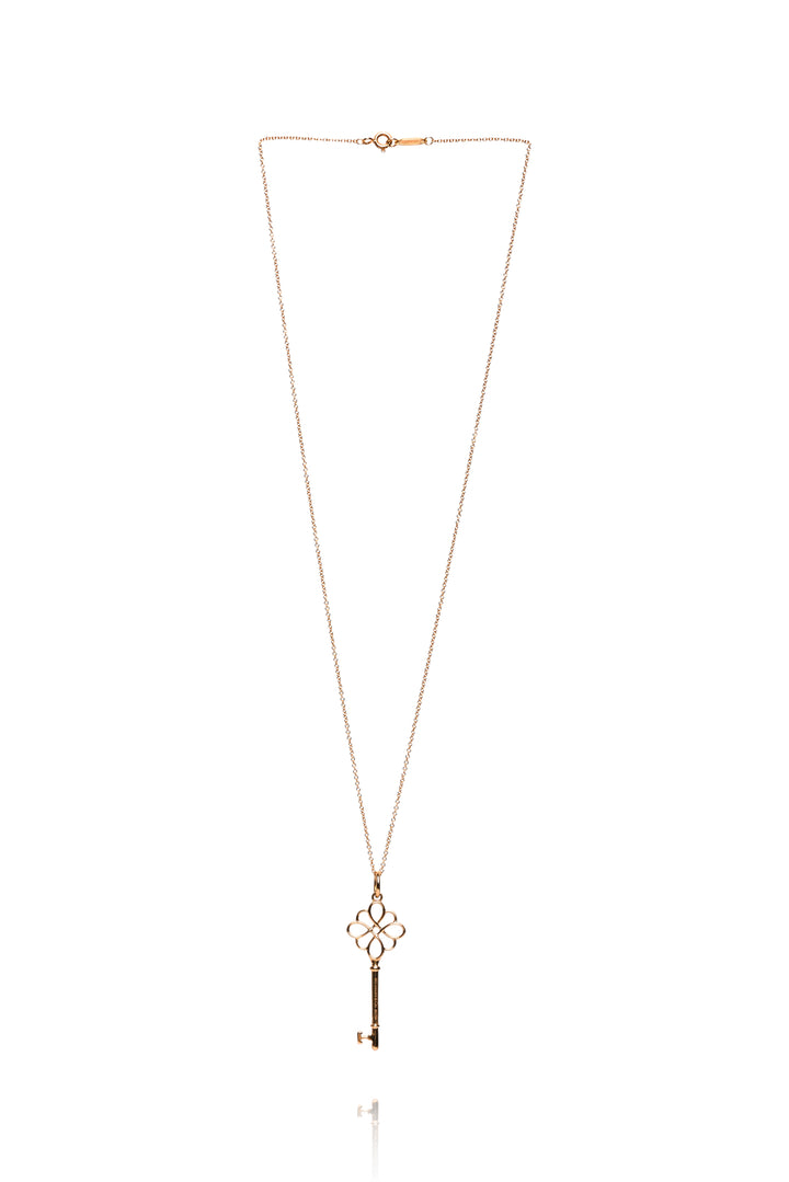 Tiffany & Co 18K Yellow Gold Knot Key Pendant Necklace